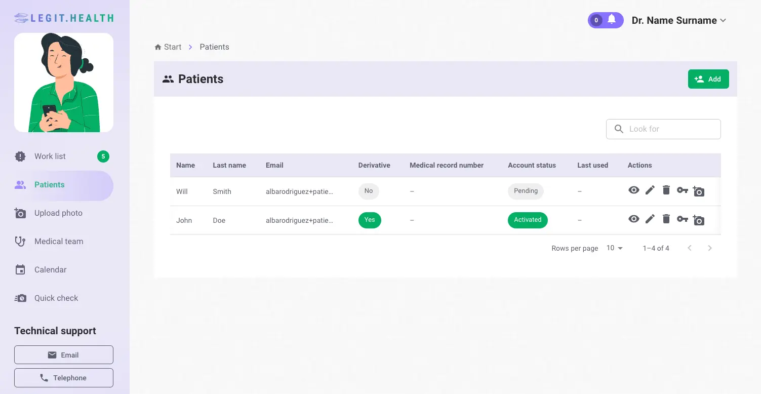 Access the patient
list