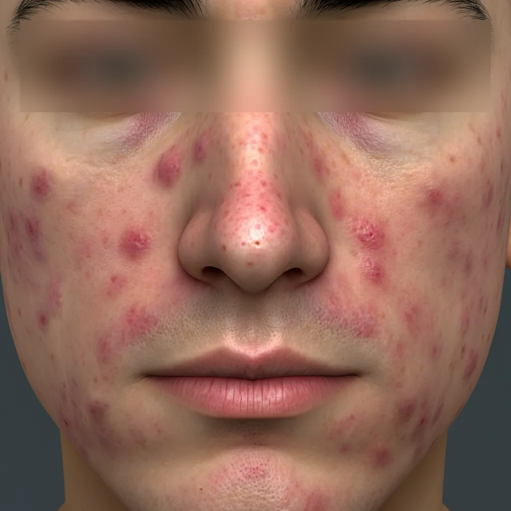 Facial acne after eye-region blurring