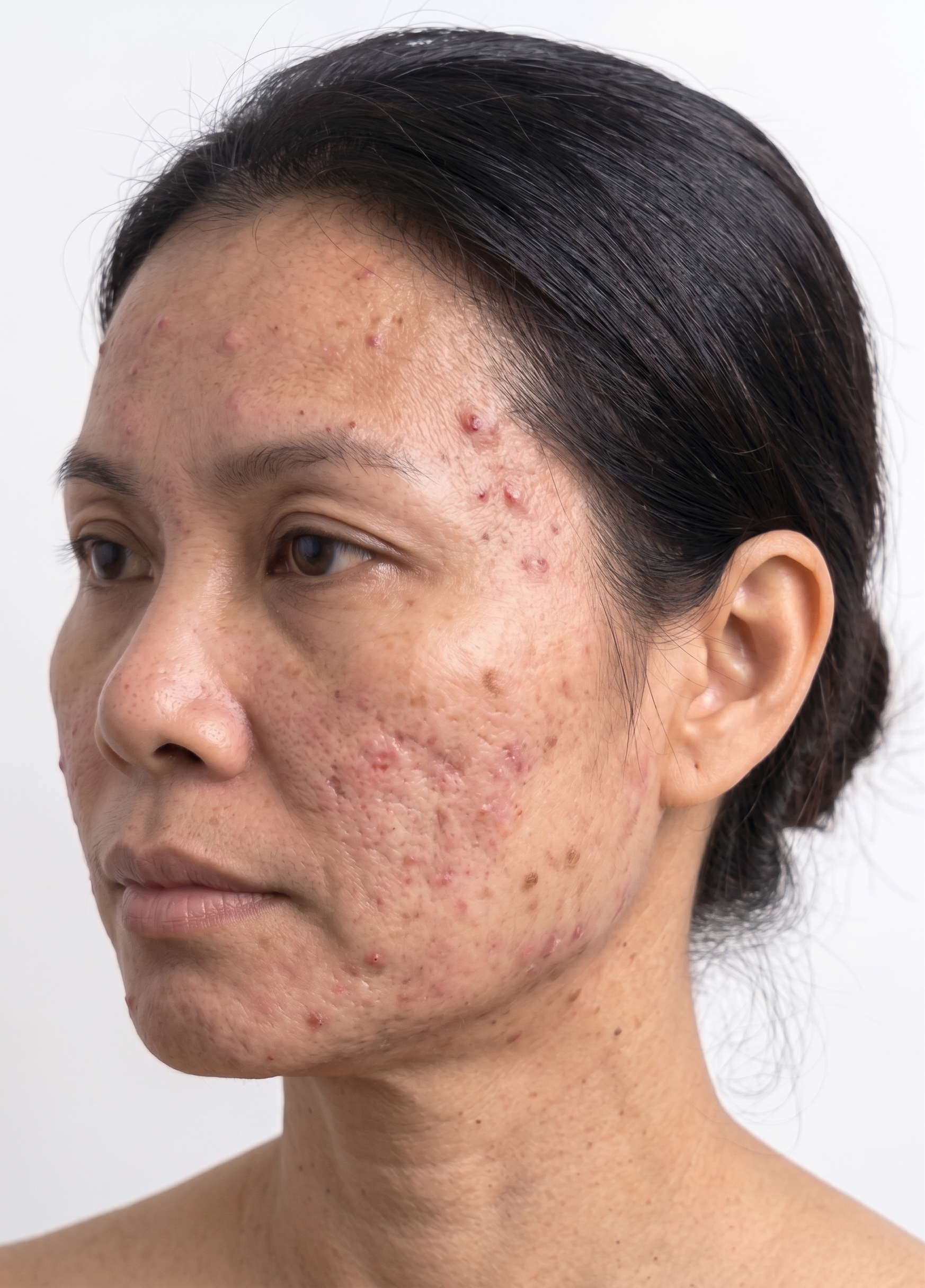 Right diagonal view of a patient's face, captured with the silhouette guide