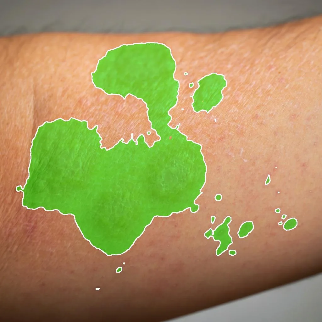AI erythema segmentation on an atopic dermatitis close-up