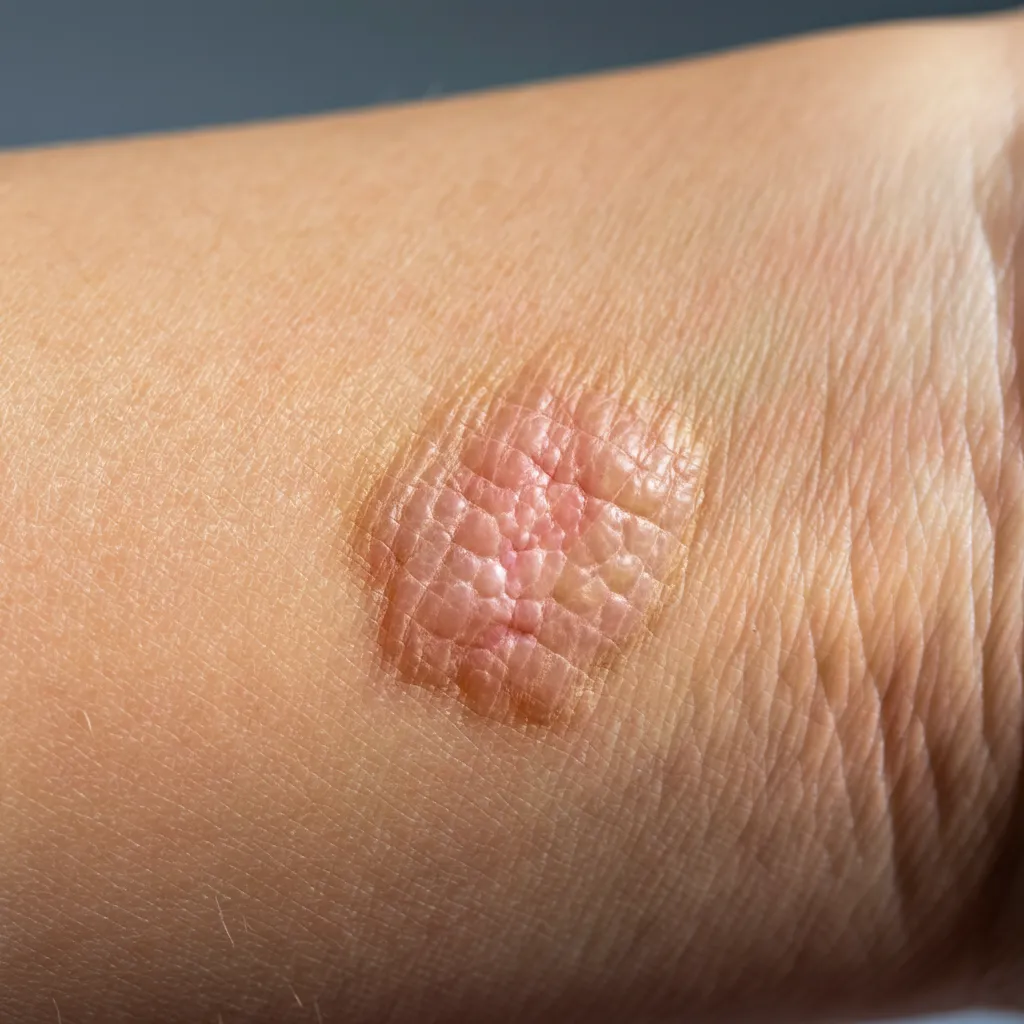 Close-up of lichenification (thickened skin) in atopic dermatitis