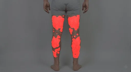 Legs back with psoriatic area segmented by the AI