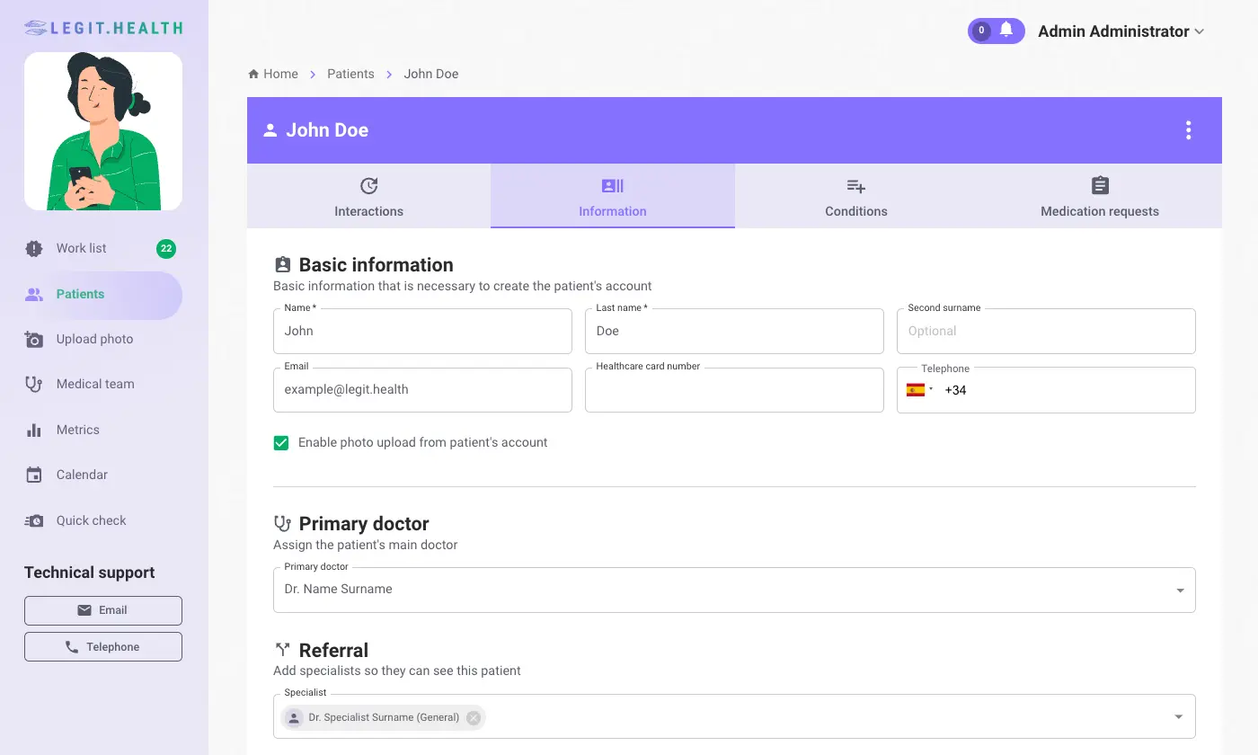 Access the patient information