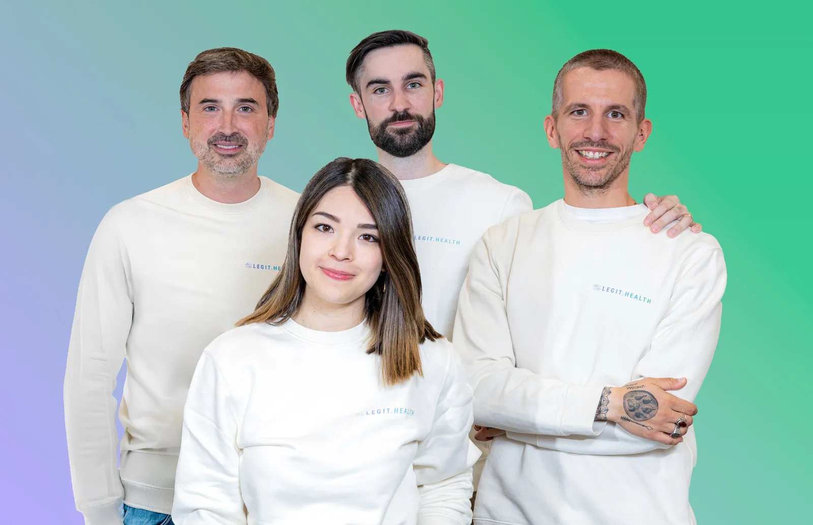 El equipo directivo de Legit.Health: Dr. Antonio Martorell (director médico), Andy Aguilar (directora ejecutiva), Taig Mac Carthy (director de operaciones) y Gerardo Fernández (director de tecnología)